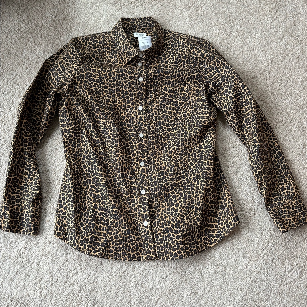 J. Crew Women's Brown Leopard Print Shirt